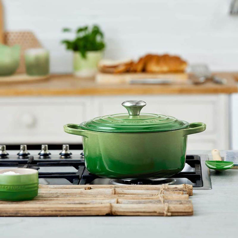 Le Creuset Signature Cast Iron 20cm Round Casserole - Bamboo Green - Potters Cookshop