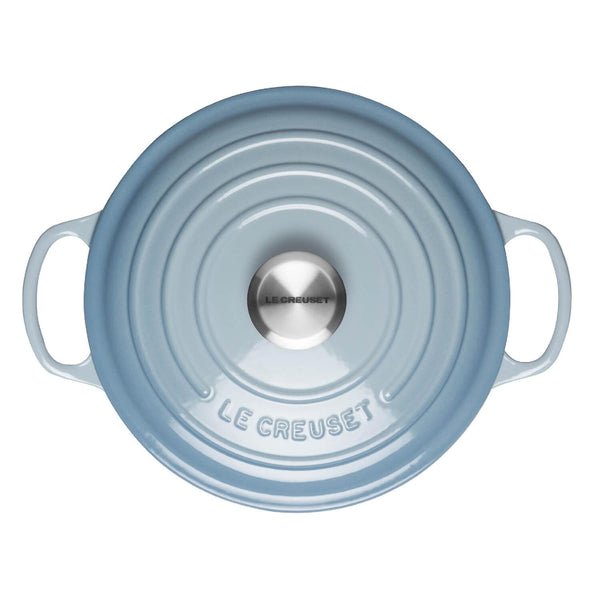 Le Creuset Signature Cast Iron 20cm Round Casserole - Coastal Blue - Potters Cookshop