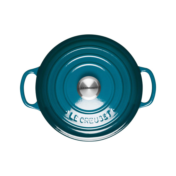Le Creuset Signature Cast Iron 20cm Round Casserole - Deep Teal - Potters Cookshop