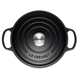 Le Creuset Signature Cast Iron 24cm Round Casserole - Satin Black - Potters Cookshop