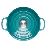 Le Creuset Signature Cast Iron 24cm Round Casserole - Teal - Potters Cookshop