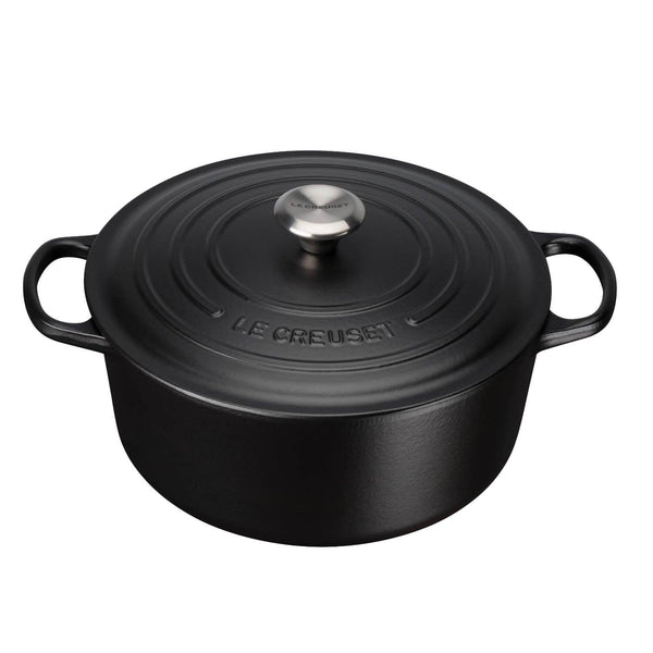 Le Creuset Signature Cast Iron 26cm Round Casserole - Satin Black - Potters Cookshop