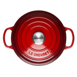 Le Creuset Signature Cast Iron 26cm Round Casserole - Cerise - Potters Cookshop