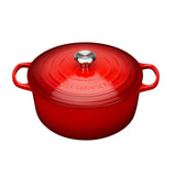 Le Creuset Signature Cast Iron 26cm Round Casserole - Cerise - Potters Cookshop