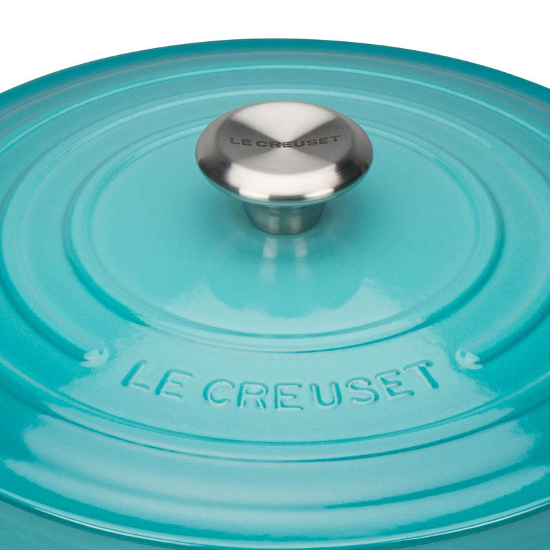 Le Creuset Signature Cast Iron 28cm Round Casserole - Teal - Potters Cookshop
