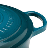 Le Creuset Signature Cast Iron 28cm Round Casserole - Deep Teal - Potters Cookshop