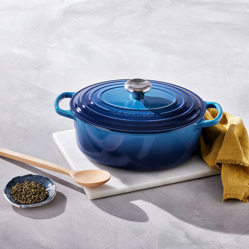 Le Creuset Signature Cast Iron 25cm Oval Casserole - Azure