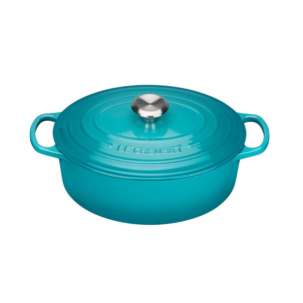 Le Creuset Signature Cast Iron 27cm Oval Casserole - Teal - Potters Cookshop