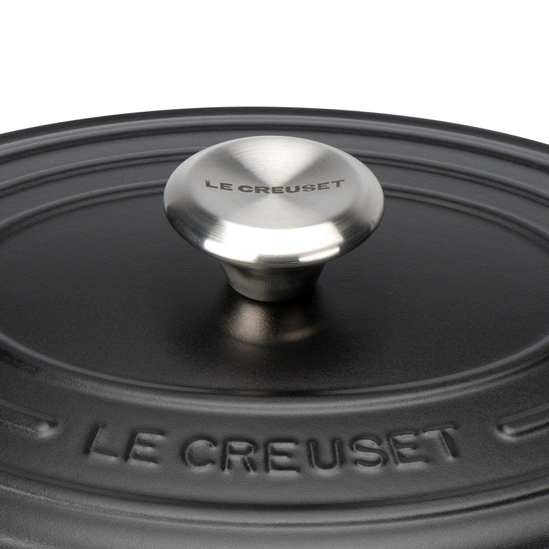 Le Creuset Signature Cast Iron 29cm Oval Casserole - Satin Black - Potters Cookshop