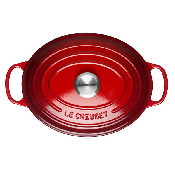 Le Creuset Signature Cast Iron 29cm Oval Casserole - Cerise - Potters Cookshop