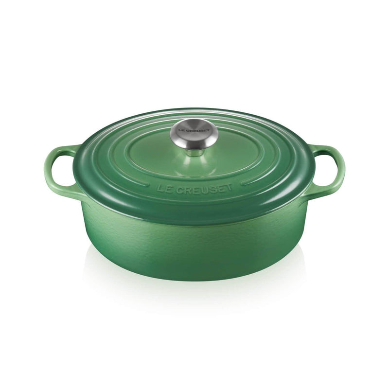 Le Creuset Signature Cast Iron 29cm Oval Casserole - Bamboo Green - Potters Cookshop