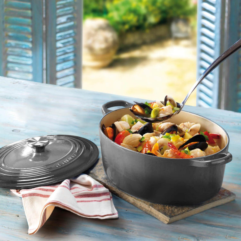 Le Creuset Signature Cast Iron 29cm Oval Casserole - Flint - Potters Cookshop