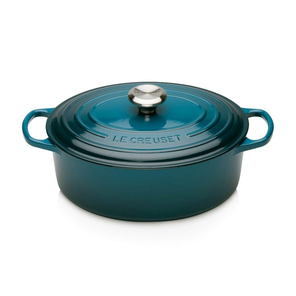 Le Creuset Signature Cast Iron 29cm Oval Casserole - Deep Teal - Potters Cookshop