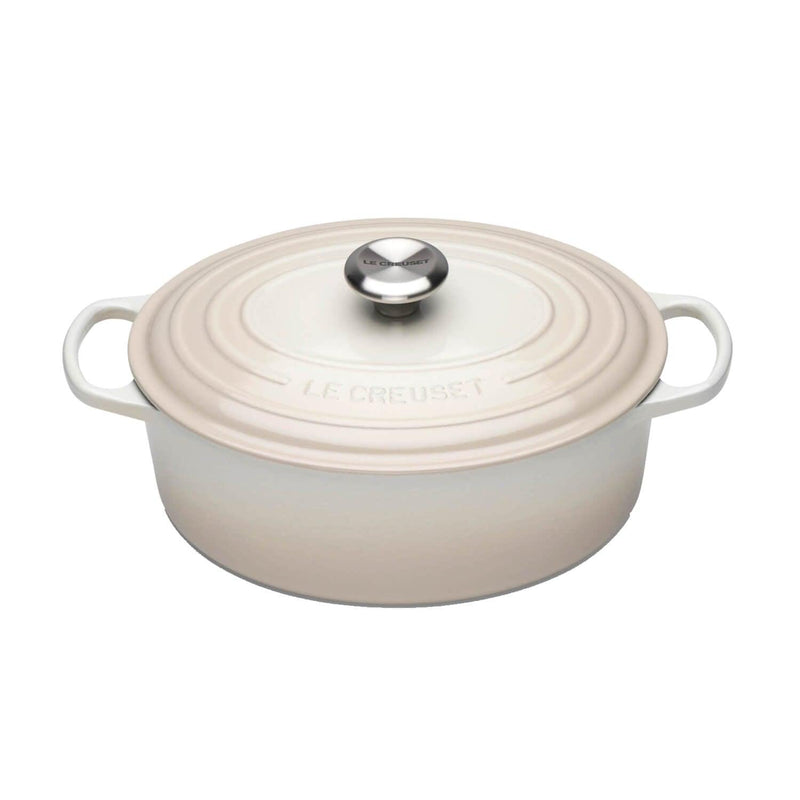 Le Creuset Signature Cast Iron 29cm Oval Casserole - Meringue - Potters Cookshop