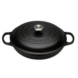 Le Creuset Signature Cast Iron 26cm Shallow Casserole - Satin Black - Potters Cookshop