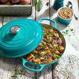 Le Creuset Signature Cast Iron 26cm Shallow Casserole - Teal - Potters Cookshop