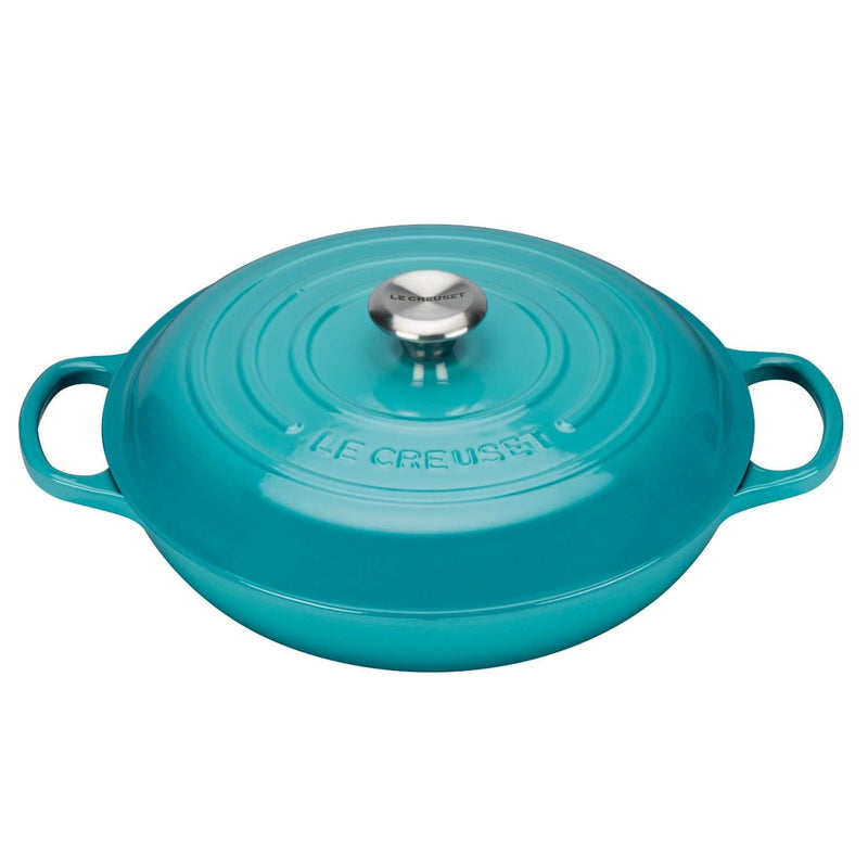 Le Creuset Signature Cast Iron 26cm Shallow Casserole - Teal - Potters Cookshop