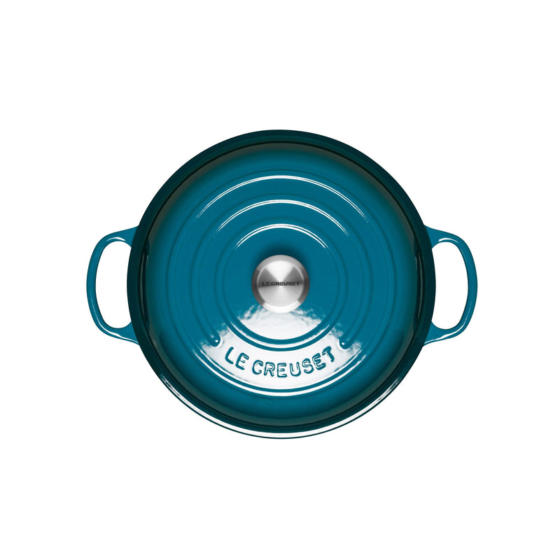 Le Creuset Signature Cast Iron 26cm Shallow Casserole - Deep Teal - Potters Cookshop