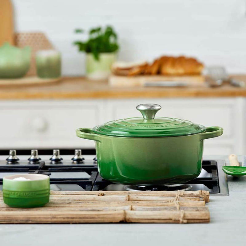 Le Creuset Signature Cast Iron 28cm Round Casserole  - Bamboo Green - Potters Cookshop