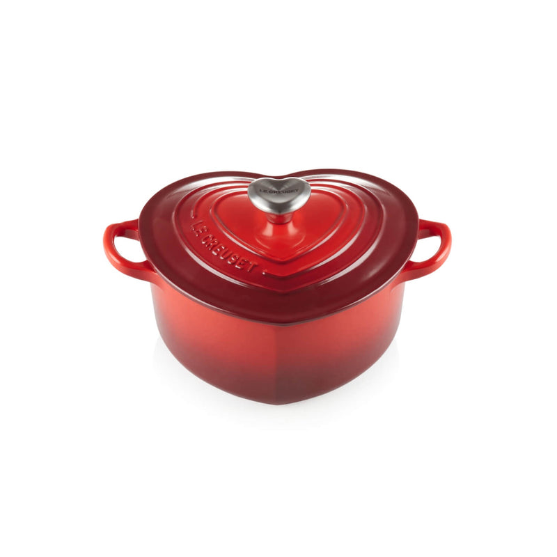 La Creuset Heart Shaped Cerise Red Cast Iron Enamel Dutch Oven 