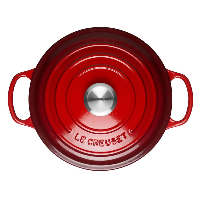 Le Creuset Signature Cast Iron 24cm Round Casserole - Cerise - Potters Cookshop