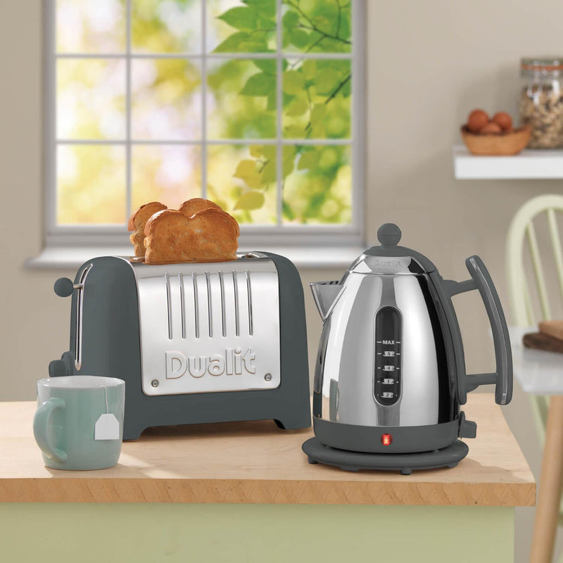 Dualit Lite Jug Kettle & 2 Slice Toaster Set - Polished Grey - Potters Cookshop