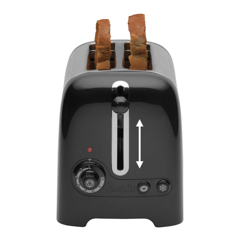Dualit Lite 26205 2 Slice Toaster - Black & Chrome - Potters Cookshop