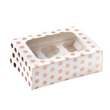 Creative Party 6 Cup Foil Cupcake Box - Rose Gold Polka Dot - Potters Cookshop