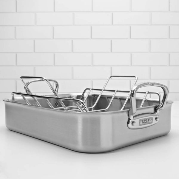 Heston Provisions Classic 3-Ply Stainless Steel Roaster with Rack - 35cm x 30cm