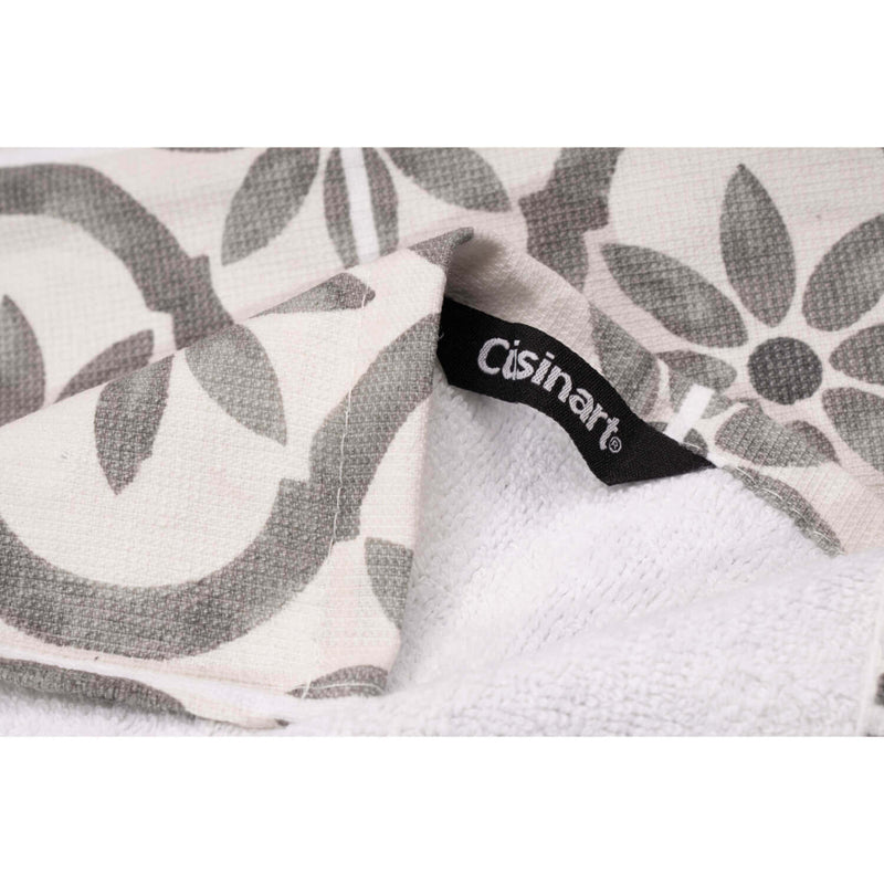 Cuisinart Pack of 2 Antimicrobial Professional Fouta Printed Tea Towel - Grey