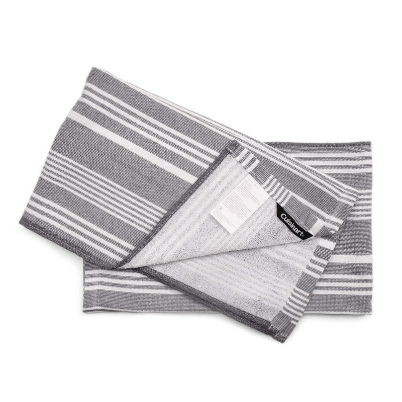 Cuisinart Pack of 2 Antimicrobial Professional Fouta Yarn Dye Tea Towel - Grey Stripe