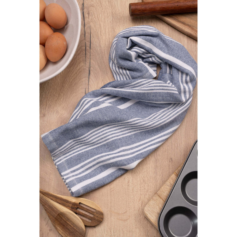 Cuisinart Pack of 2 Antimicrobial Professional Fouta Yarn Dye Tea Towel - Blue Stripe