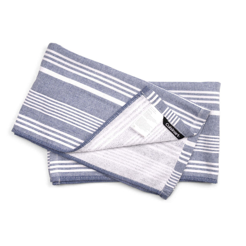 Cuisinart Pack of 2 Antimicrobial Professional Fouta Yarn Dye Tea Towel - Blue Stripe