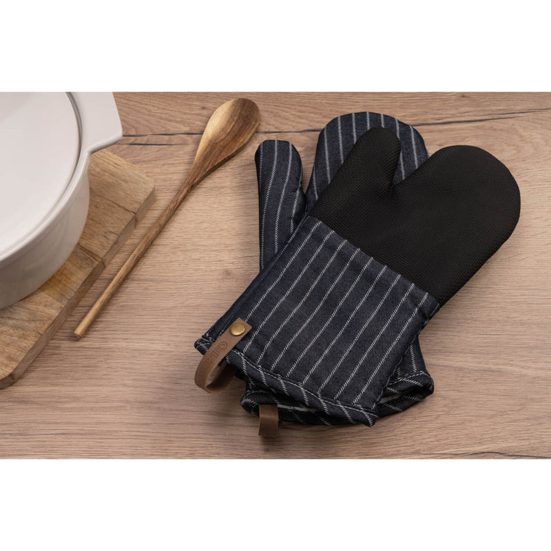 Cuisinart Neoprene Pack of 2 Oven Mitts - Denim Pinstripe