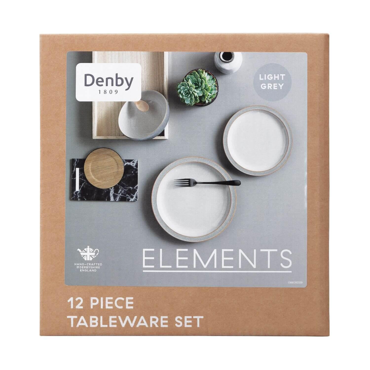 Buy Denby Elements Light Grey Dinner Set 12 Piece Potters