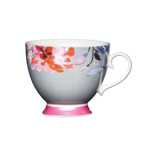 KitchenCraft 400ml Footed Mug - Floral Border - Potters Cookshop