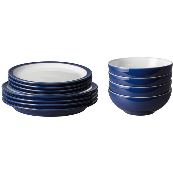 Denby 12 Piece Elements Dinnerware Set - Dark Blue - Potters Cookshop