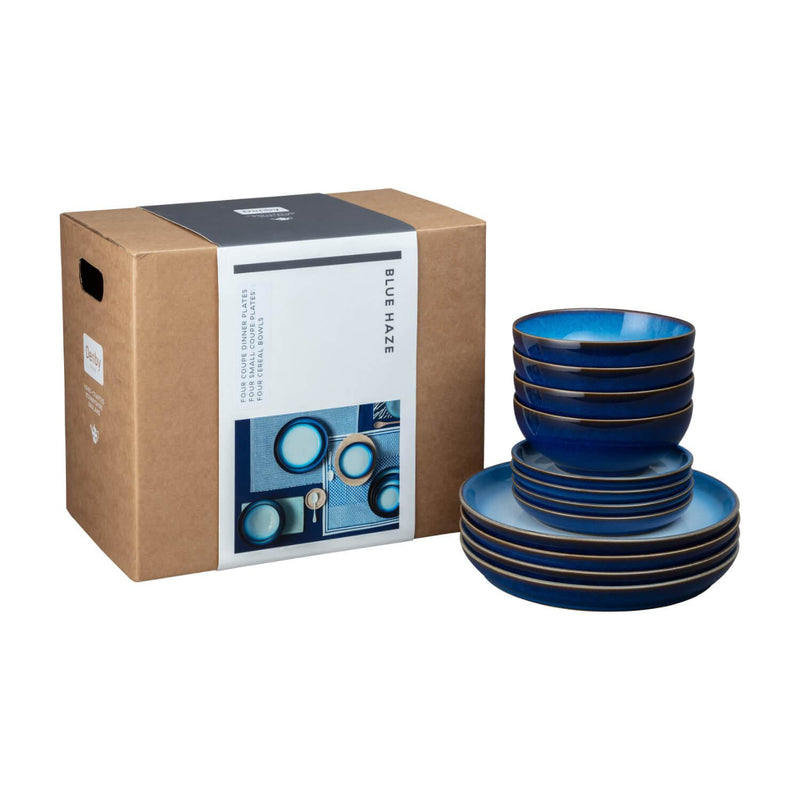 Denby Blue Haze Coupe Tableware Set - 12 Piece - Potters Cookshop