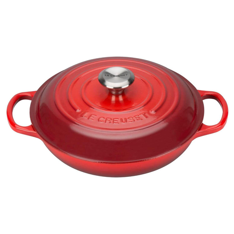 Le Creuset Signature Cast Iron 26cm Shallow Casserole - Cerise - Potters Cookshop