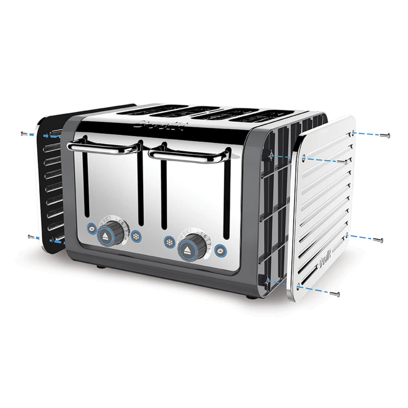 Dualit Architect 1.5 Litre Jug Kettle & 4 Slot Toaster Set - Grey & Stainless Steel