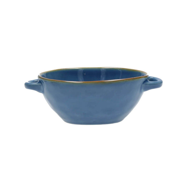 Rose & Tulipani Concerto Blu Avio Blue Soup Bowl With Handles - 14cm - Potters Cookshop