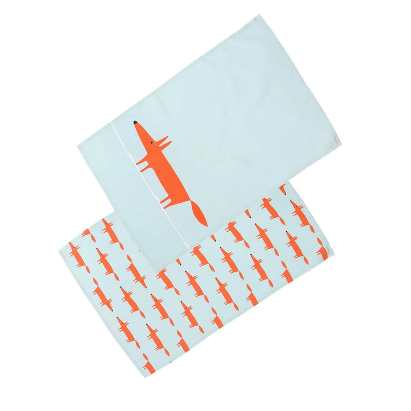 Scion Living Mr Fox 100% Cotton 2 Piece Tea Towel Set - Blue