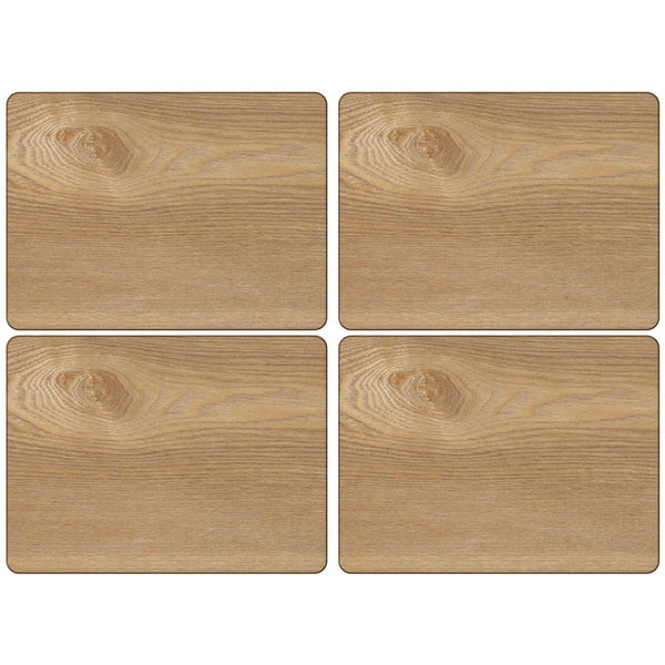 Creative Tops Naturals 4 Piece Rectangle Placemat Set - Oak Veneer - Potters Cookshop