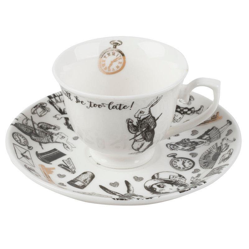 Alice in Wonderland Espresso Cup & Saucer Set - Potters Cookshop