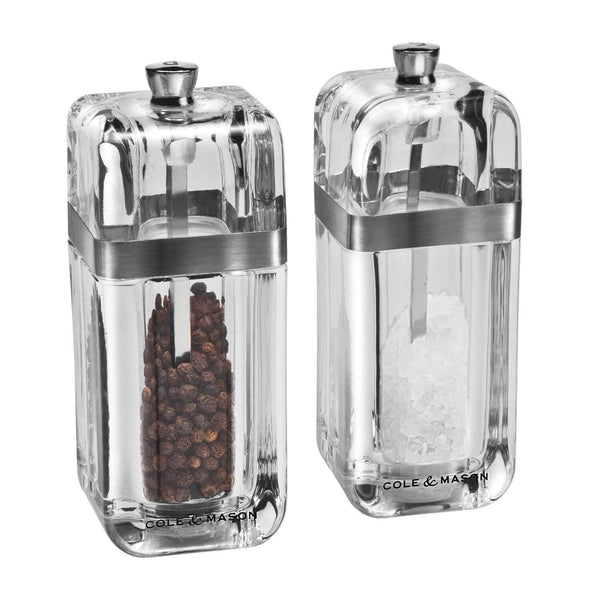 Cole & Mason Kempton Salt & Pepper Mill Set - Clear - Potters Cookshop