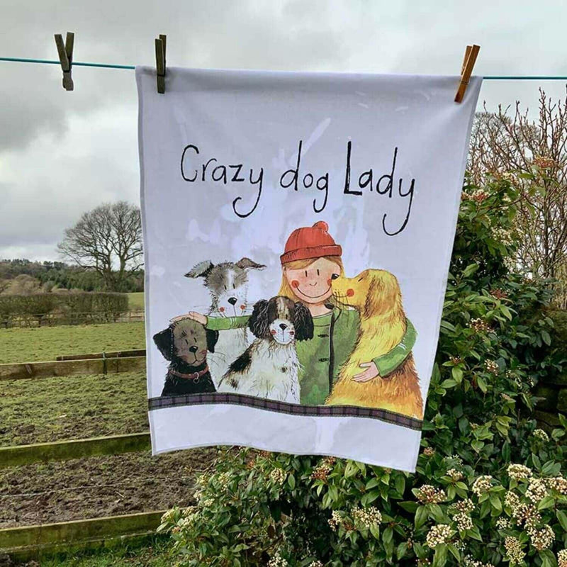 Alex Clark Tea Towel - Crazy Dog Lady - Potters Cookshop