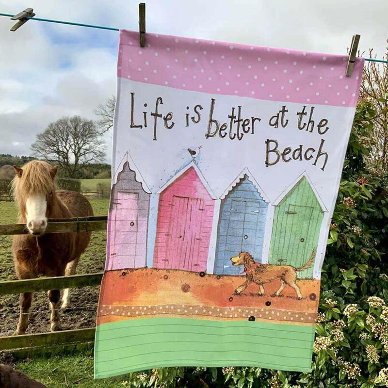 Alex Clark Tea Towel - Life Is Better At The Beach - Potters Cookshop