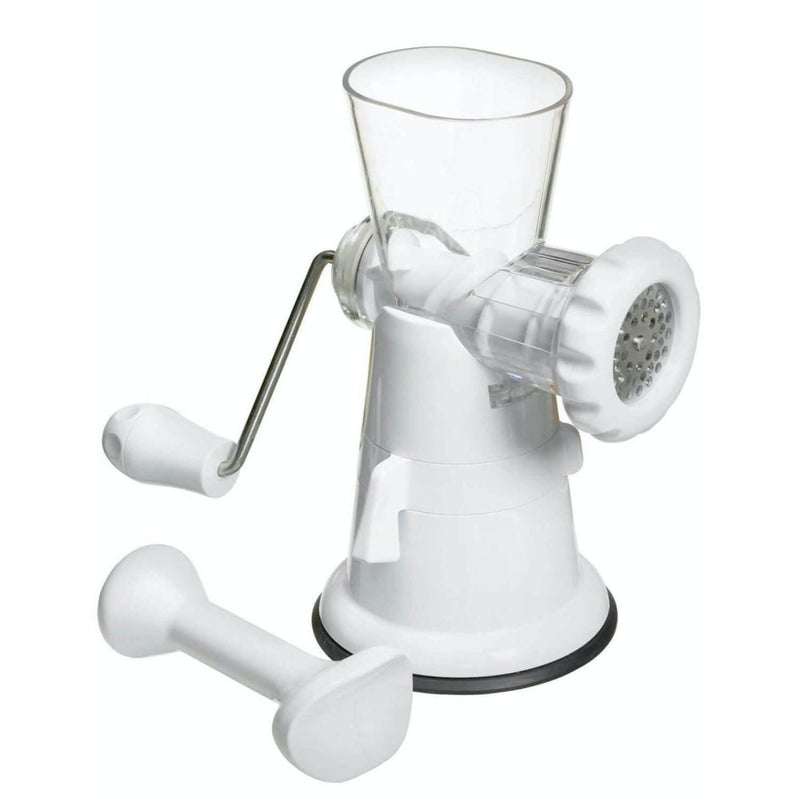 KitchenCraft Meat Mincer / Grinder With Suction Cup - White - Potters Cookshop