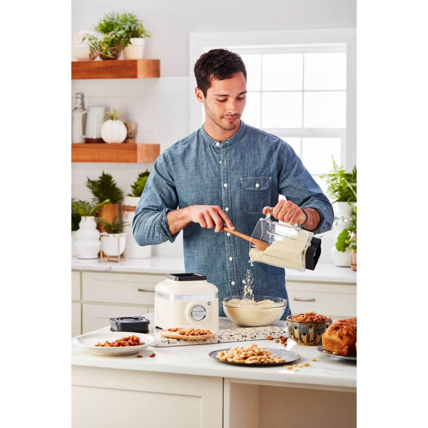 Kitchenaid artisan k400 blender almond cream discount