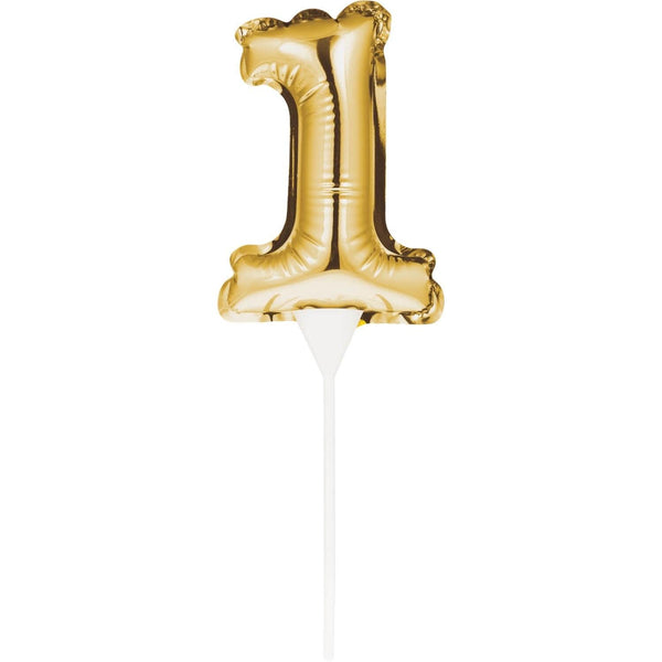 Creative Party No. 1 Self-Inflating Mini Balloon Cake Topper - Gold - Potters Cookshop